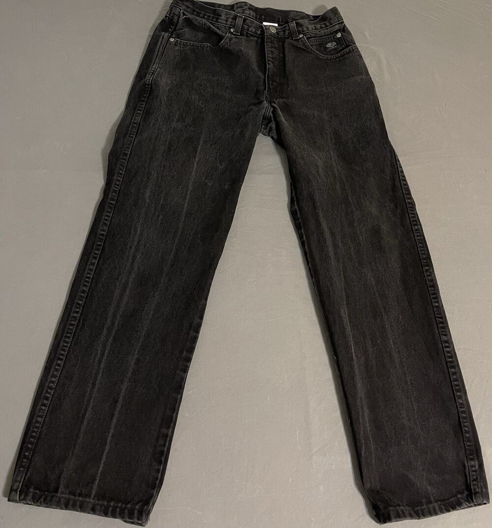 Harley Davidson Black Jeans 32x30 Straight Biker Denim Great Cond